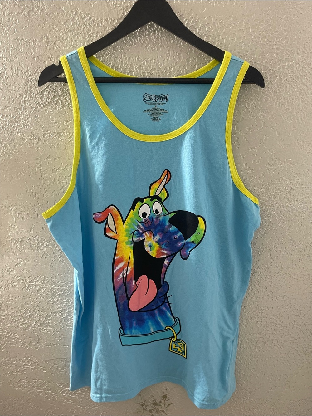 Y2K Scooby-Doo Kids Tie-Dye Graphic‎ Tank Top - Light Blue Size XL